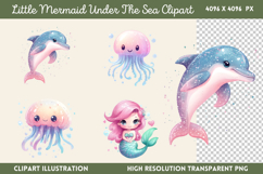 Little Mermaid Under The Sea Clipart PNG Product Image 1