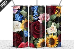 Rose Flowers Tumbler Wrap| Sublimation Design | Tumble PNG Product Image 4