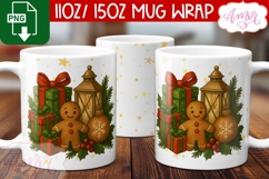 Cute Christmas mug wrap PNG, Gingerbread man mug template Product Image 2