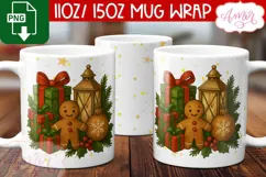 Cute Christmas mug wrap PNG, Gingerbread man mug template Product Image 2
