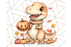 Fall Dinosaur PNG Clipart with Autumn Elements, Cute Dino Product Image 5