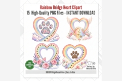 Rainbow Bridge Heart Clipart | 15 PNG Pet Memorial Hearts Product Image 8