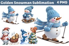 Golden Snowman Sublimation Clipart PNG Product Image 1