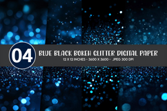 Blue Black Bokeh Glitter Digital Paper Product Image 1