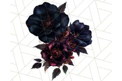 Gothic Floral PNG, Dark Aesthetic Flowers Clipart Print Product Image 2