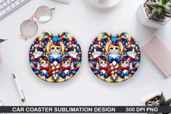 Cat Car Coaster Sublimation, 4th Of July Coaster PNG Design Product Image 1