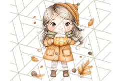 Pumpkin Spice Chibi Girls, Fall Accessories PNG, Cozy Autumn Product Image 5