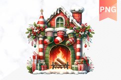 Christmas Fireplace- Clipart PNG Design Product Image 1