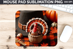 Watercolor Turkey Mouse Pad Sublimation - Thanksgiving PNG Product Image 1