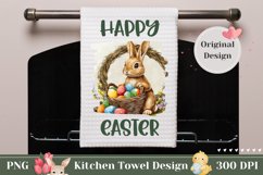 Easter Kitchen Towel Design, Easter Basket Towel Sublimation Product Image 1