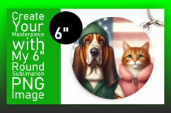 Artistic Keychain Circle Design Template , Dog and cat Product Image 1