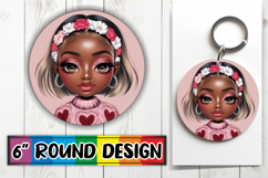Sweet Keychain Round Design PNG, Afro Girl Product Image 1