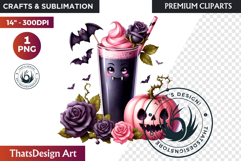 Pastel Goth Halloween Drinks - Kawaii Spooky Clipart PNG Product Image 1