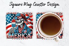 America Skull Mug coaster | Coaster | Sublimation Design Product Image 1