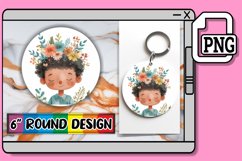 Cozy Boho Kids Keychain Print Sublimation PNG Round Product Image 1