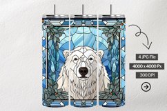 Polar Bear Stained Glass Square Coaster - 4 Variation Product Image 1