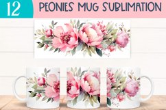 Watercolor peony mug wraps for Sublimation BUNDLE PNG Product Image 11