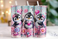 Penguin Valentine's Day Tumbler Wrap Sublimation Product Image 1