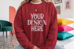 Antique Cherry Red Gildan 18000 Sweatshirt Model Mockups, Product Image 1