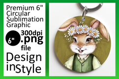 Sophisticated Round Design for Sublimation , Cute Bunny Product Image 1