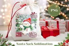 Watercolor Christmas Bear Santa Sack, Christmas Bear PNG Product Image 1