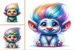Watercolor Troll Clipart Pack | 13 JPG Files, Cute Rainbow Product Image 1