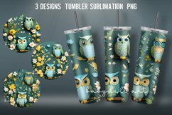 3D Tumbler Wrap Tumbler Sublimation Designs PN|Owl Flowers Product Image 1