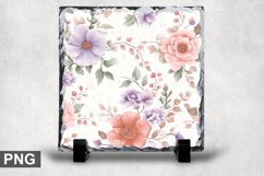 Pastel Flowers Square Sublimation Slate Design Product Image 1