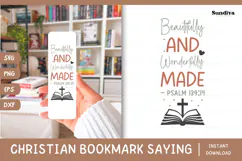Christian Bookmark Saying SVG | Beautifully and Wonderfully Product Image 1