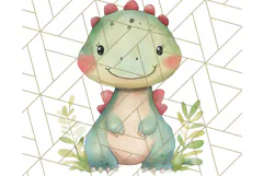 Watercolor Dinosaur and Rainbow PNG Clipart, Baby Nursery Product Image 5