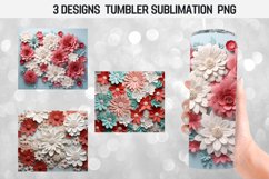 BUNDLE 3D Flowers Skinny Tumbler Wrap Sublimation Design PNG Product Image 5