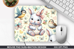 Bunny Mouse Pad Sublimation, Easter Bunny Mouse Pad PNG Product Image 1