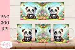 Cute baby panda bear mug wrap PNG for sublimation Product Image 2