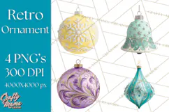 Retro Ornament Clipart PNG, Vintage Christmas Clip Art Product Image 1