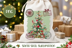 Retro Christmas Tree Santa Sack PNG, Merry Christmas Bag Product Image 1