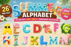Summer Alphabet Clipart Bundle | 26 PNG Letters | Tropical Product Image 1