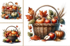 Autumn Basket Clipart Bundle | 13 JPEG Files, Pumpkins Apple Product Image 1
