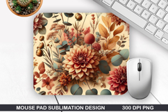 Flowers Mouse Pad Sublimation, Autumn Mouse Pad PNG Design Product Image 1