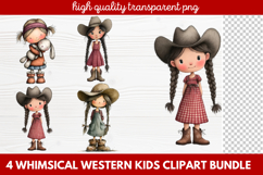 4 Whimsical Western Kids Clipart | Cute Cowboy &amp; Cowgirl PNG Product Image 1