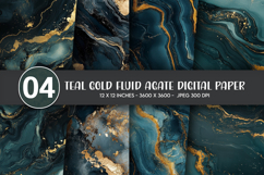 Teal Gold Fluid Agate Digital Paper Product Image 1