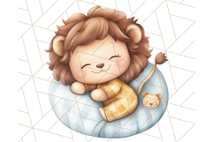 Sleeping Baby Animals PNG, Cozy Pajama Bedtime Clipart Png Product Image 5