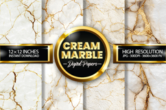 Cream Marble Digital Papers - 04 variations Product Image 1