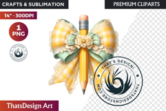 Pastel Coquette Pencil bow Clipart Girly School Supplies Product Image 1