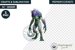 Halloween Acid Monster Clipart PNG Neon Fantasy Character Product Image 1