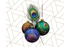 Peacock Christmas Clipart in Jewel Tones, Christmas Png Product Image 5