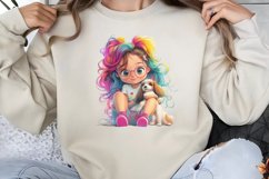 Colorful Girl Dog Clipart PNG Product Image 1