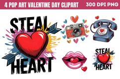Pop Art Valentine Day Clipart PNG Product Image 1