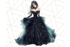 Victorian Gothic Wedding Dress PNG, Dark Bridal Clipart Product Image 5