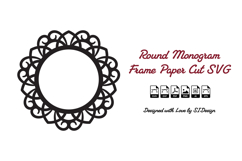 Round Monogram Frame SVG -Paper Cut Ornate Circle Border Product Image 2