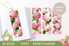 Pink Hydrangea Bookmark Designs, Spring Bookmark Product Image 1